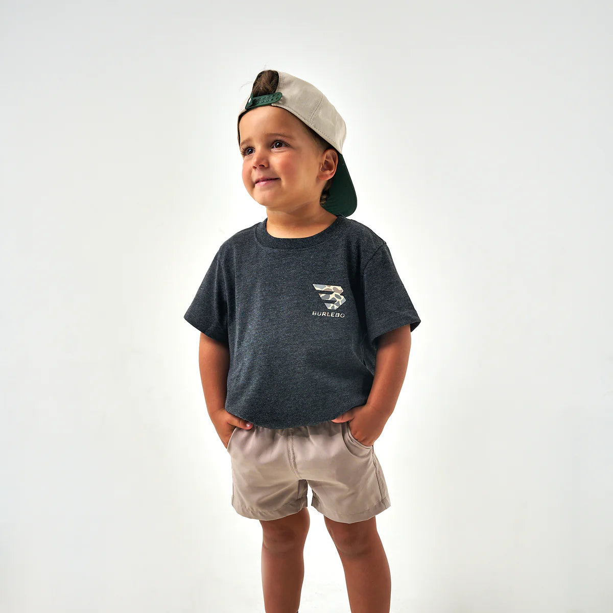 Youth Heather Black Classic Deer Camo Burlebo Signature Logo Tee