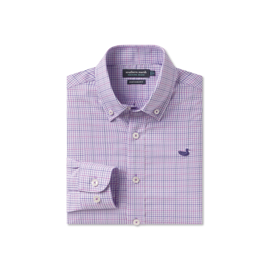 Youth Dyer Performance Gingham Dress Shirt- Wharf Purple & Wine