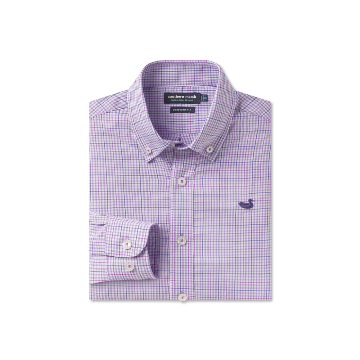 Youth Dyer Performance Gingham Dress Shirt- Wharf Purple & Wine