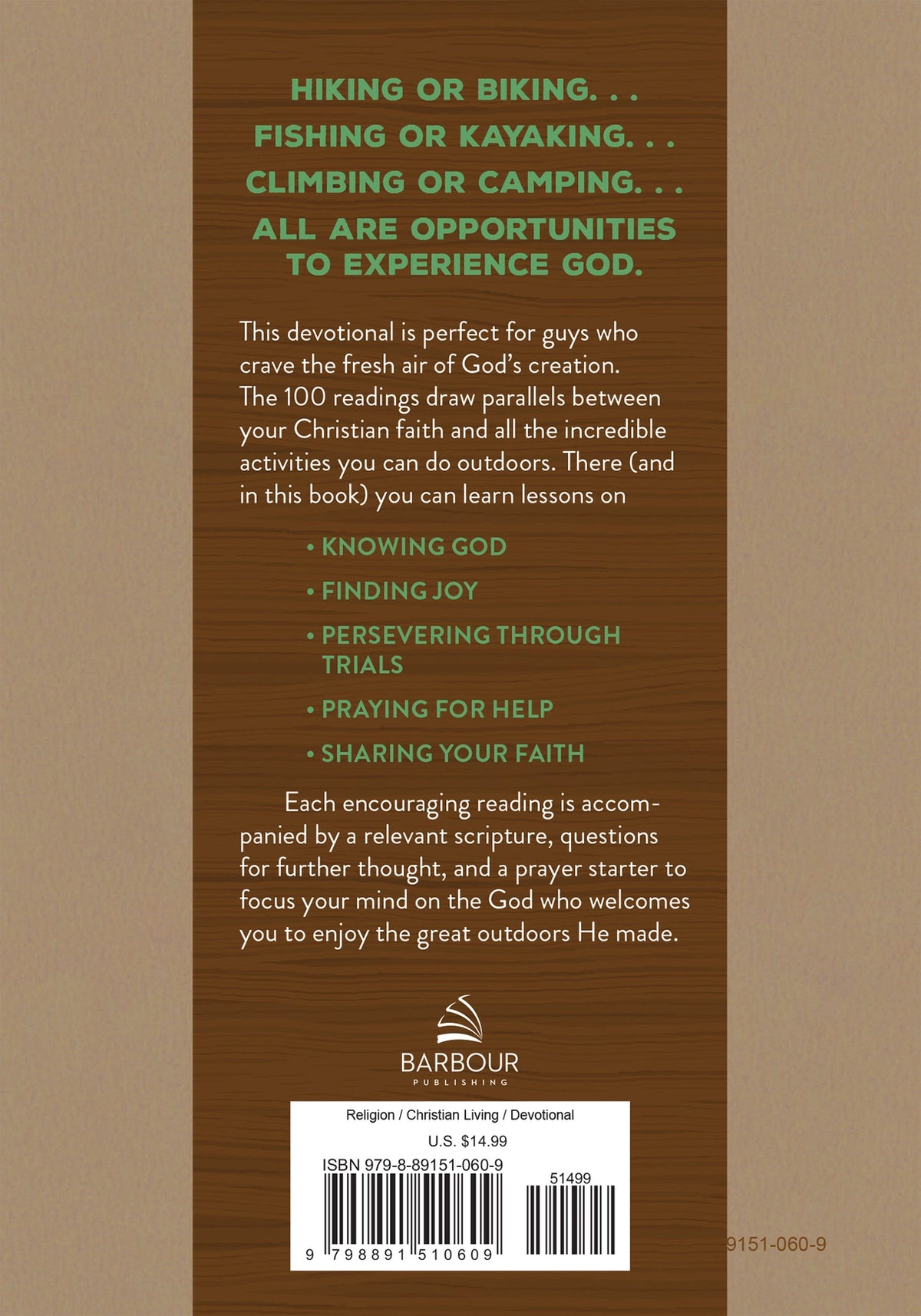 The Outdoor Adventure Devotional, back cover