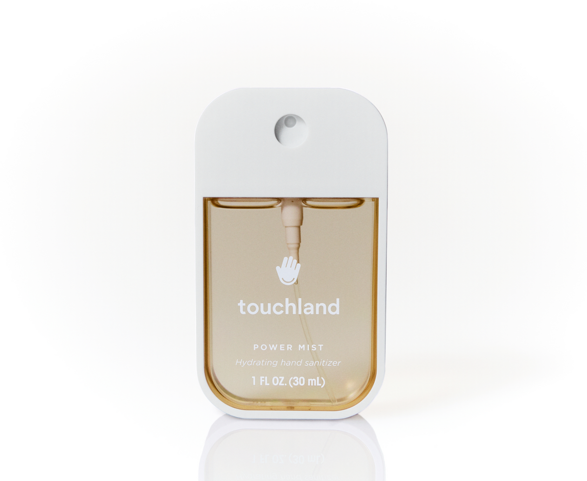 Touchland Midnight S'mores Power Mist Hand Sanitizer, amber 1 oz spray bottle, front view