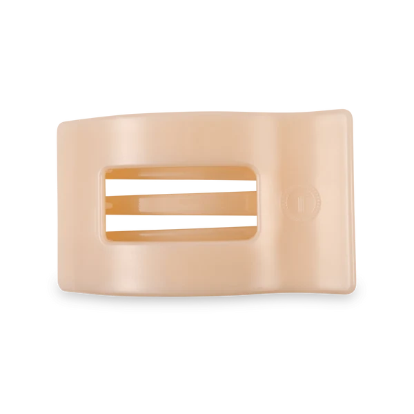 Teleties Almond Beige Medium Flat Rectangle Hair Clip, front view
