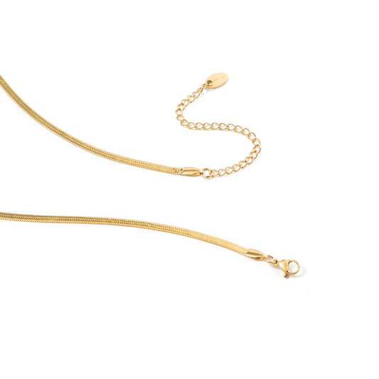 Gold Dainty Herringbone Necklace - Waterproof