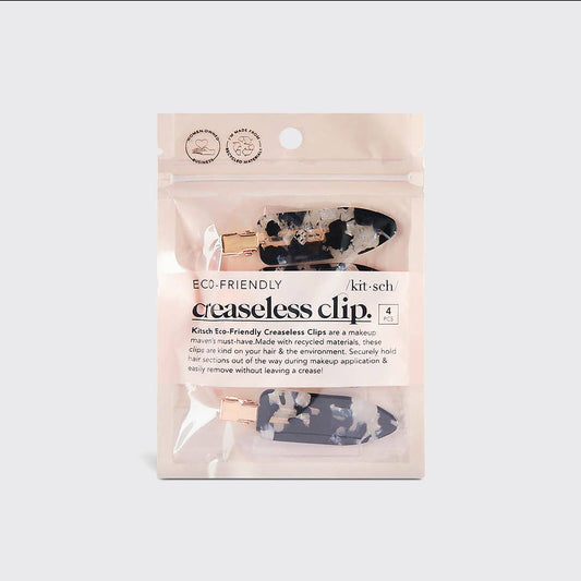 Eco-Friendly Creaseless Clips 4pc Set - Black Terrazzo