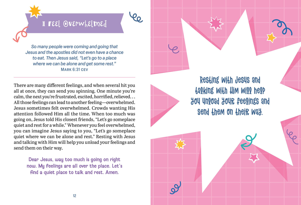Big Feelings Devotions for Girls, inside spread I Feel Overwhelmed