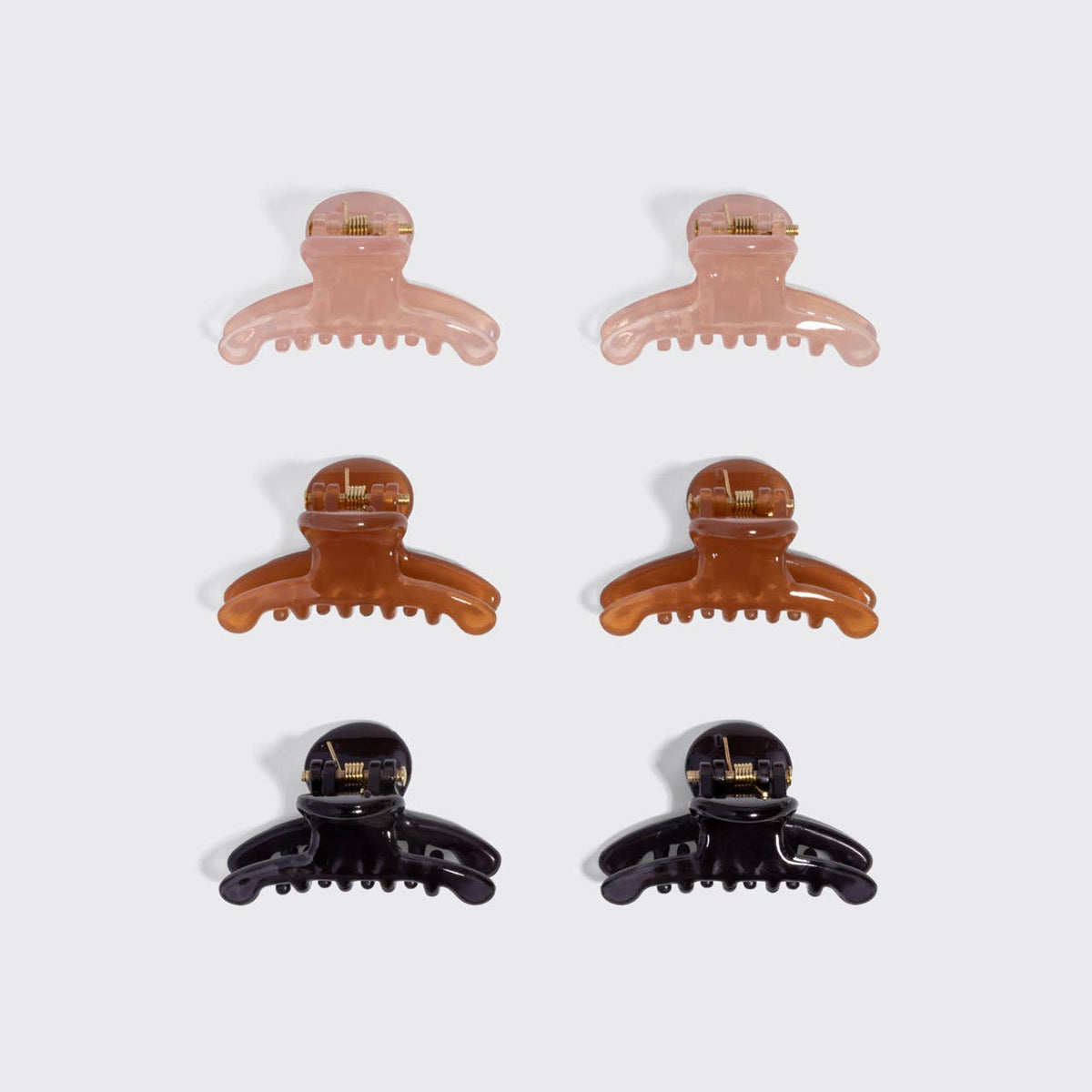 Recycled Plastic Mini Arched Clips 6pc Set - Soft Pink, Mocha and Black