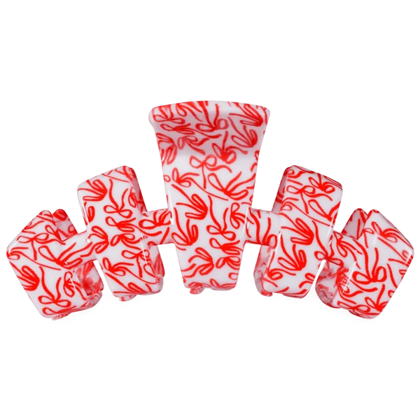 Teleties All Tied Up red bow print large claw clip, product shot