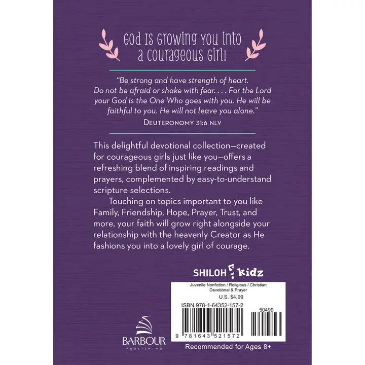 How God Grows a Courageous Girl devotional, purple back cover