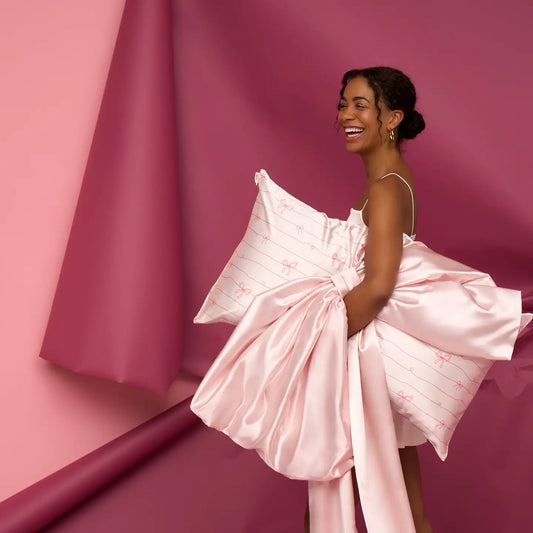 Kitsch King Striped Bows Satin Pillowcase