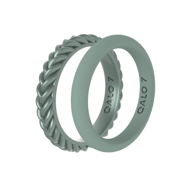 Iceberg Green Braid & Classic 2 Stack Ring