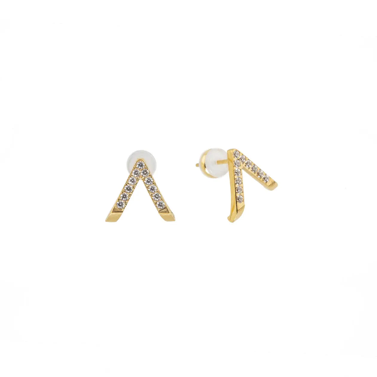 Gold Diamond V Studs - Waterproof