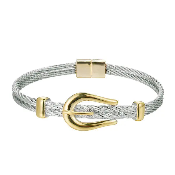 Two Tone Buckle Flexible Band Magnetic Bracelet