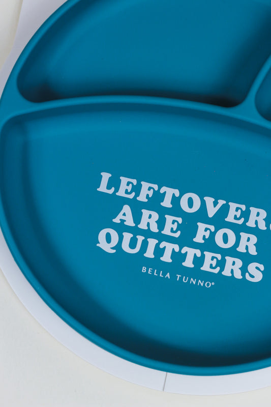 Blue Leftovers For Quitters Silicone Plate