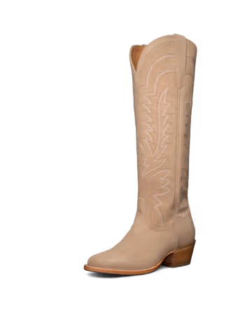 Beige cowboy boot with detailed design on a white background, Tecovas women’s cowboy boots