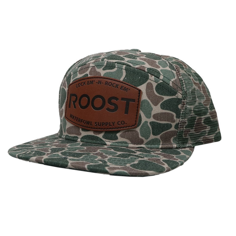 Fieldstone Men's Roost 7 Panel Leather Camo Mesh Hat