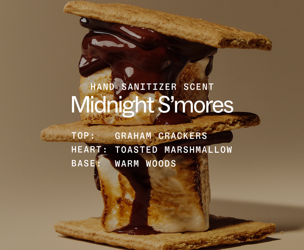 Touchland Midnight S'mores scent notes: graham crackers, toasted marshmallow, warm woods