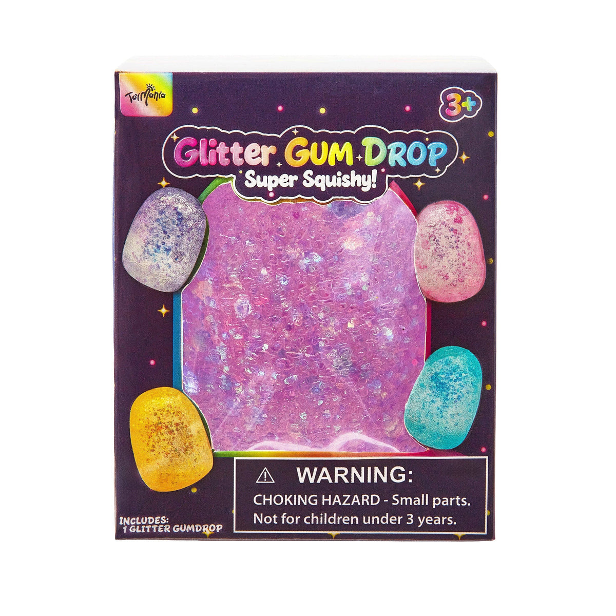 Sensory Toy Box: Squishy Glitter Gum Drops Stress Relief Fidget Toy (1pc) Ships Assorted