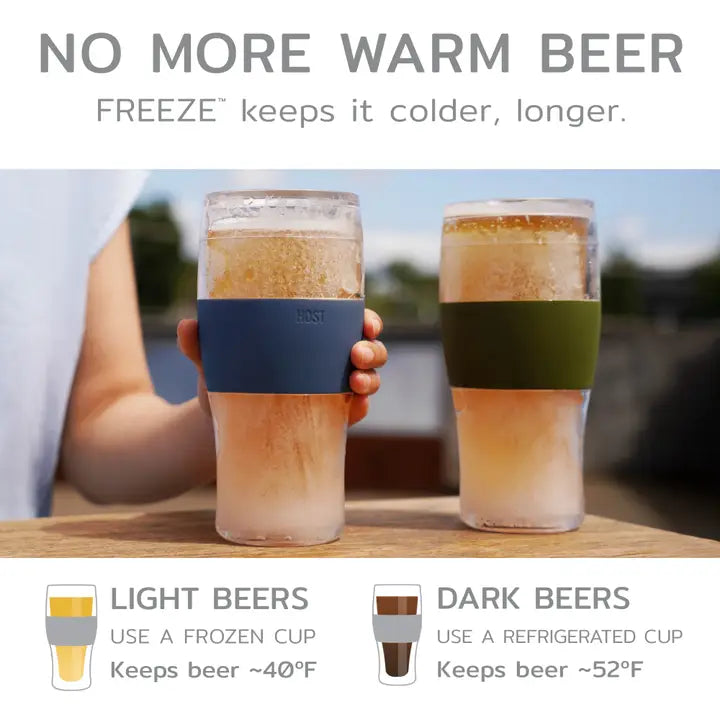 Beer Freeze Cooling Cup Insulated w/ Cooling Gel - Gray