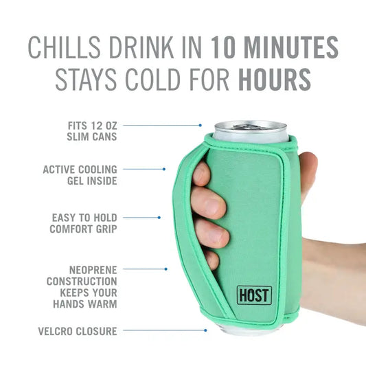 Green Insta Chill Sleeve Active Cooling Gel Slim Can