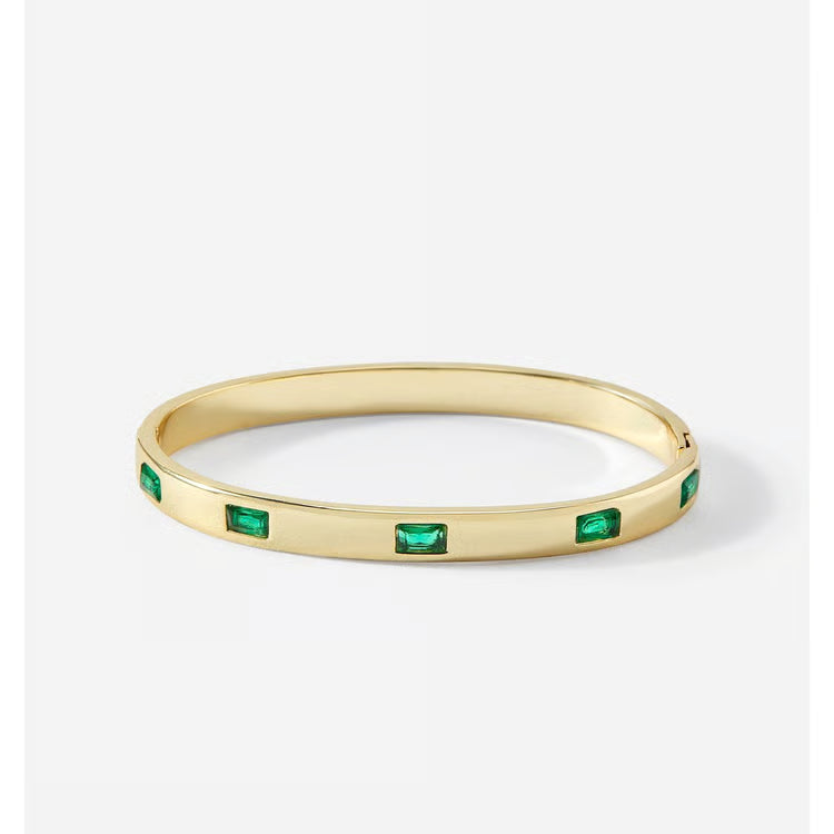 Charlie Paige Gold and Emerald Green Bangle Bracelet