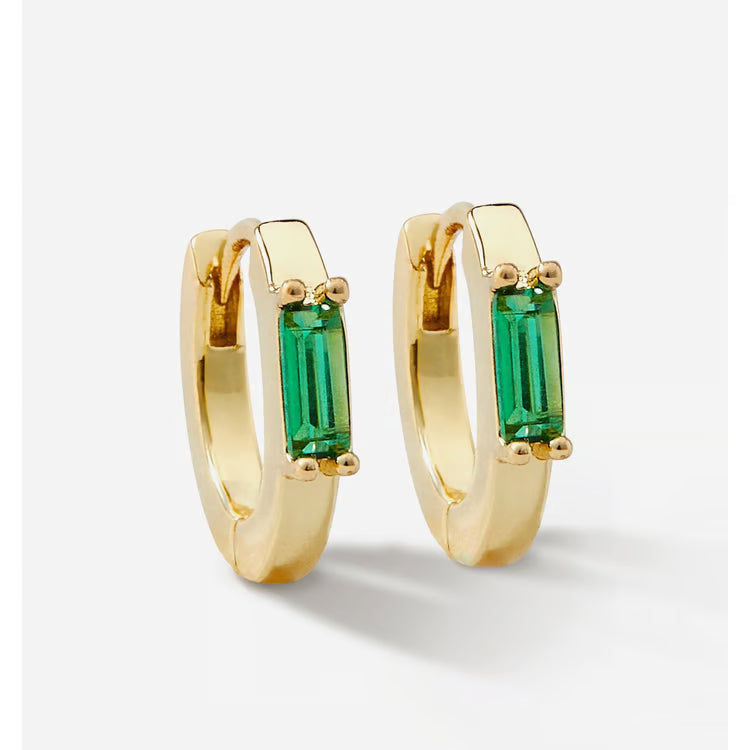 Charlie Paige Emerald Green and Gold Huggie Hoops