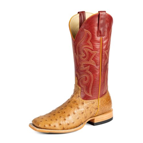 Horse Power Men's Full Quill Ostrich Antique Saddle Cowboy Boot