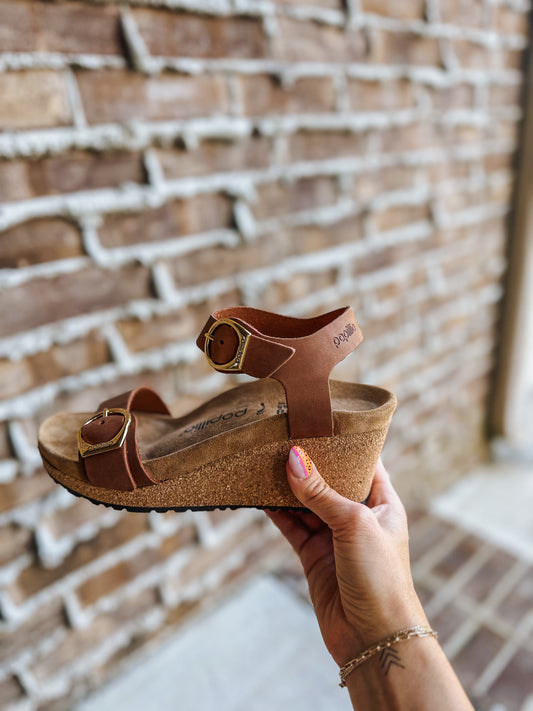 Soley Ring Buckle - Cognac Wedge Sandal by Birkenstock