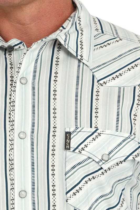 Cinch Men's Modern White Fit Stripe Snap Front Western Shirt