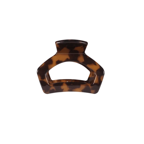 Teleties Open Petite Claw Clip in tortoise, front view