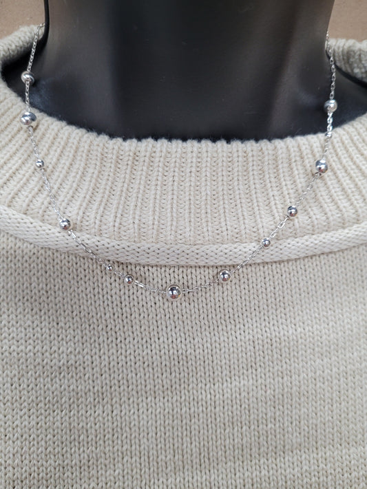 Silver Beaded Chain Necklace