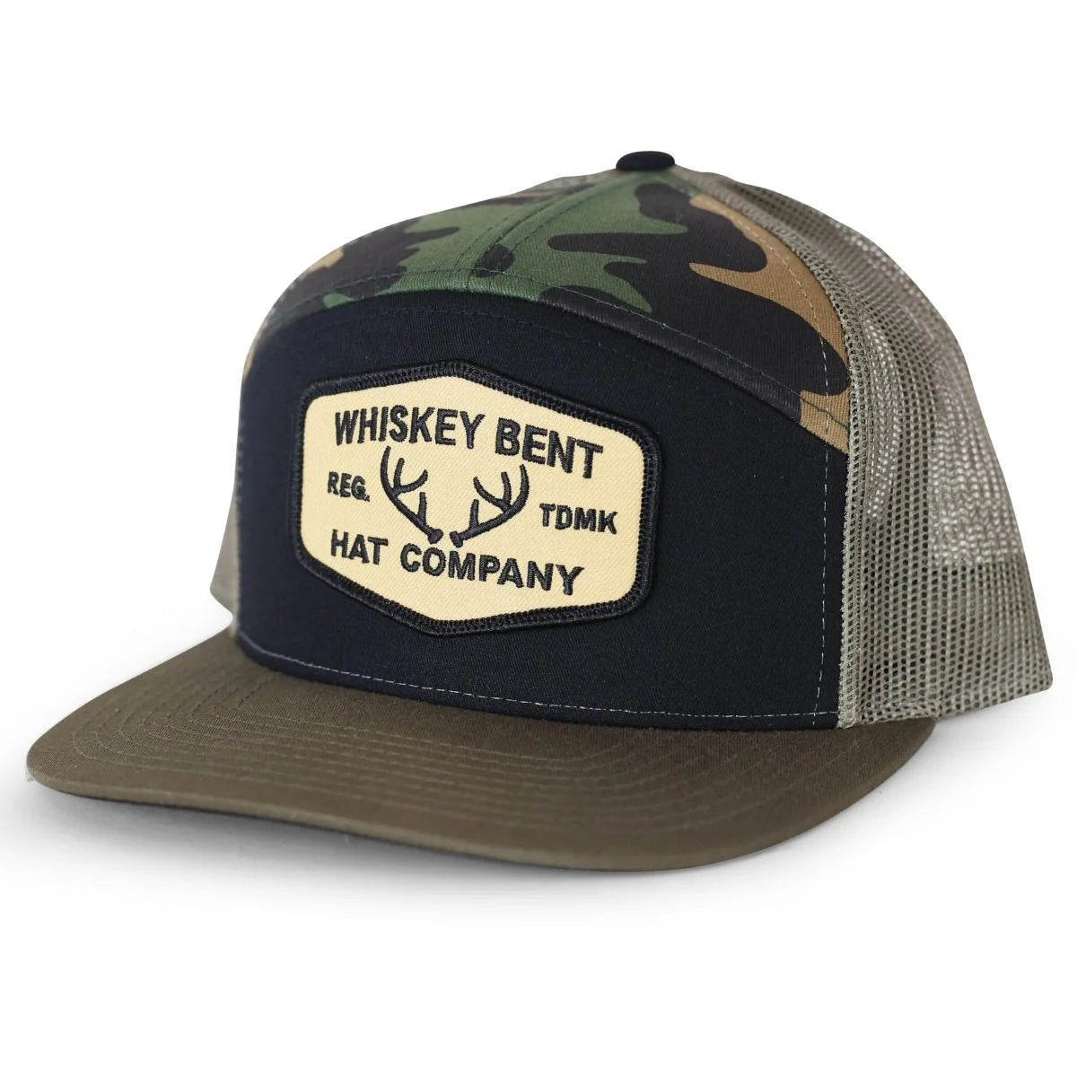 Whiskey Bent Men's The Rut Black Camo 7 Panel Hat