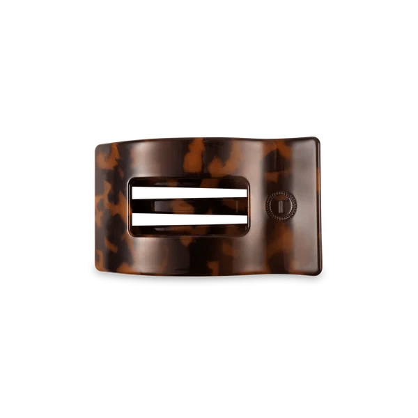 Teleties Small Flat Hair Clip in tortoise, front view