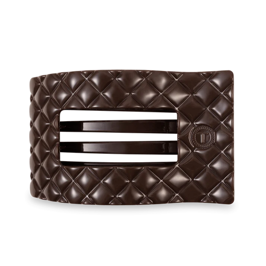 Truly Taupe Quilted LARGE Flat Rectangle Hair Clip