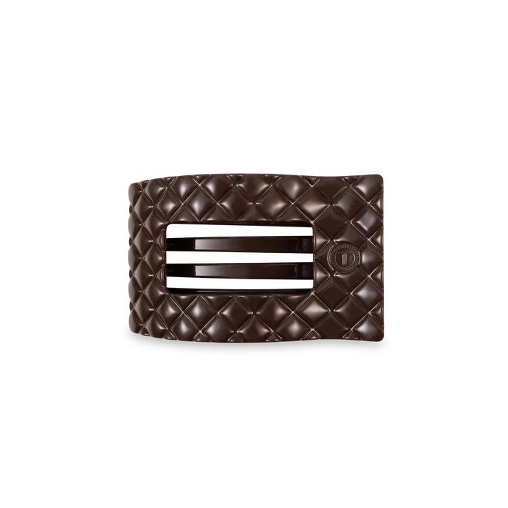 Truly Taupe Quilted SMALL Flat Rectangle Hair Clip