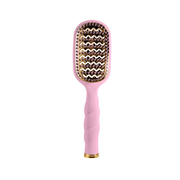 Teleties full size Vented Brush in Bubblegum Pink, bristle side front view