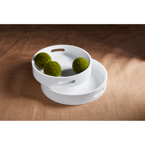 One Piece Large Round Wood Lacquer Tray