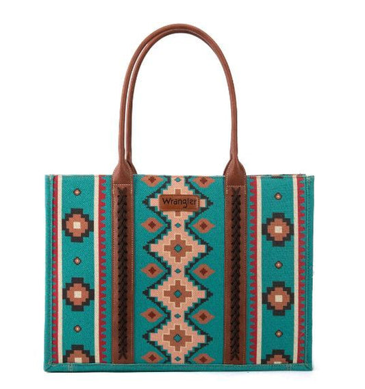 Wrangler Southwestern Pattern Canvas Wide Tote - 3 Colors