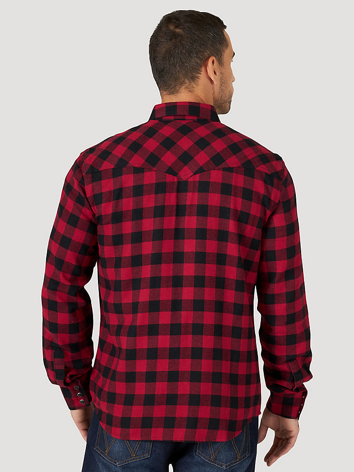 Men's Wrangler Retro® Long Sleeve Flannel Western Snap Plaid Shirt