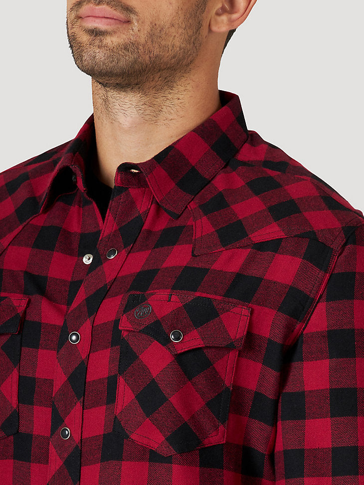 Men's Wrangler Retro® Long Sleeve Flannel Western Snap Plaid Shirt