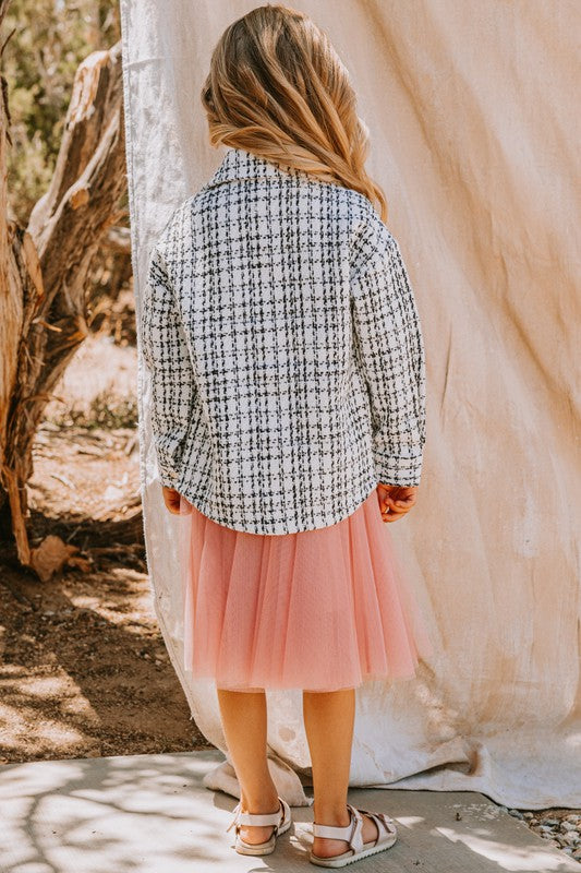 Kids Elegant Moments White Tweed Shacket