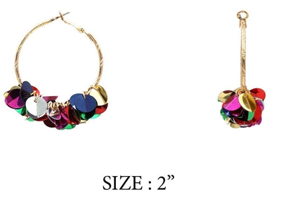 Dark Multi Acrylic Round Multi Layered 2" Earring