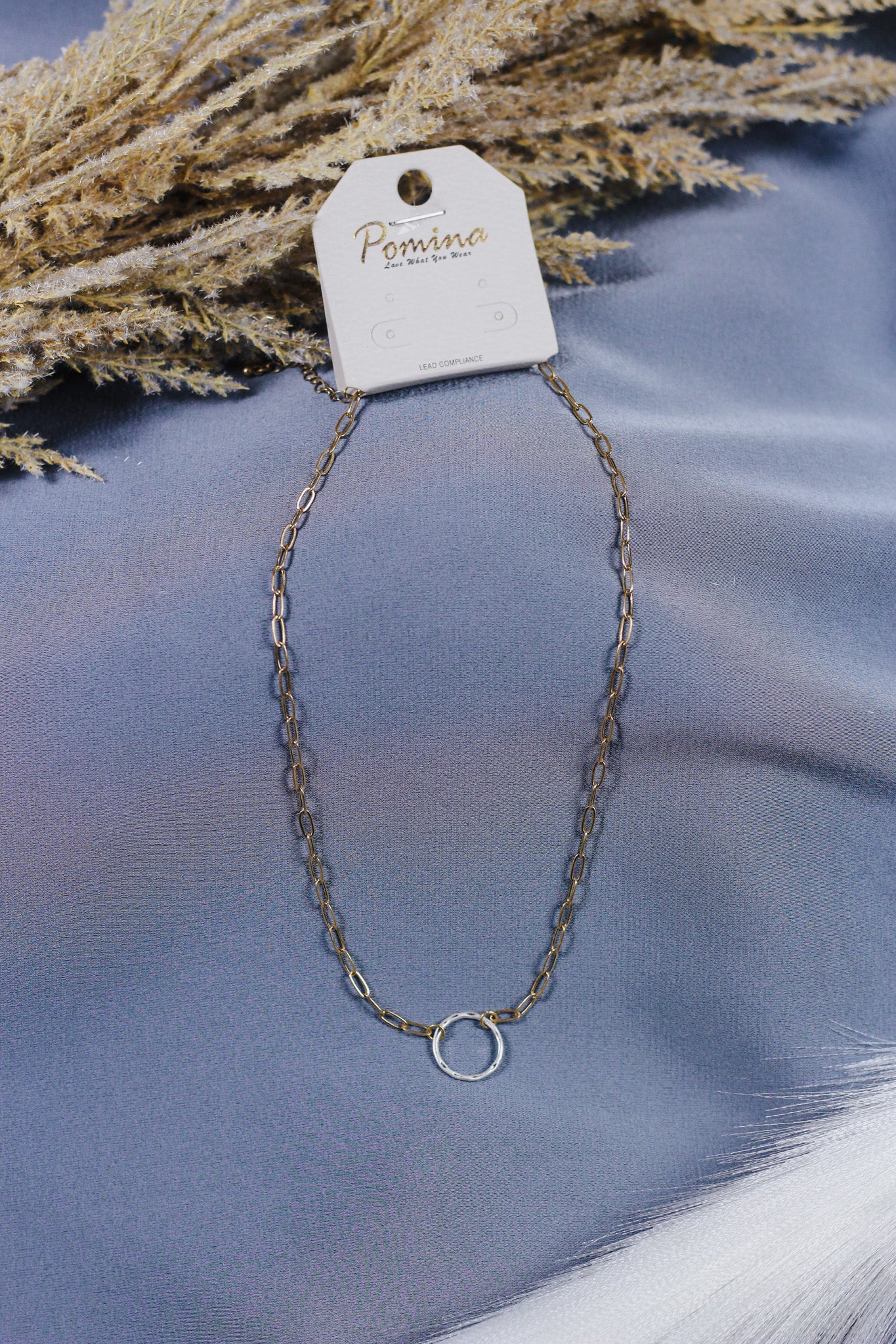 Gold linked hot sale circle necklace