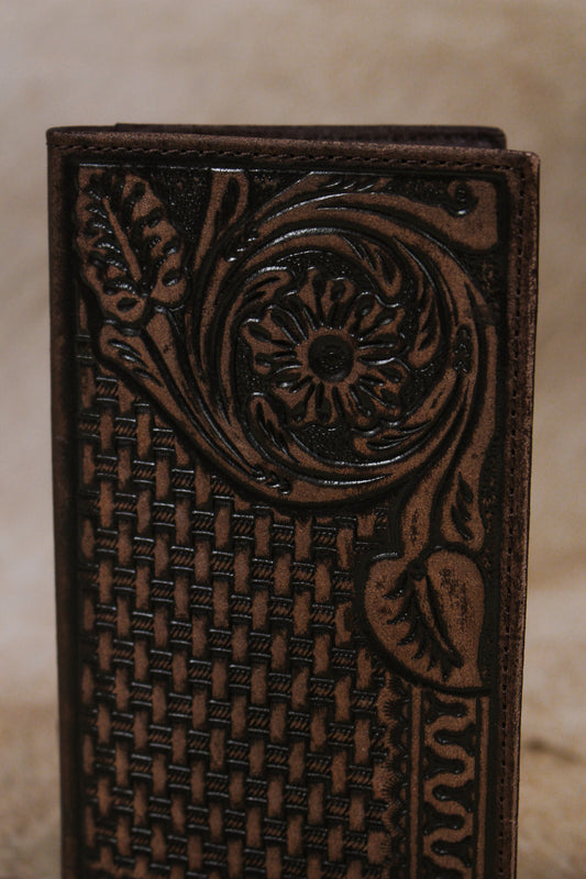3D Rodeo Floral Basketweave Brown Wallet