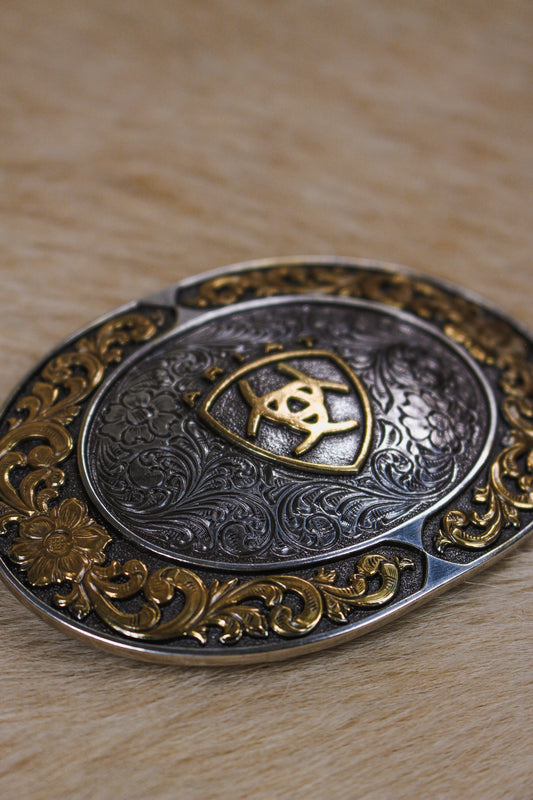 Ariat Smooth Edge Floral Emblem Oval Buckle