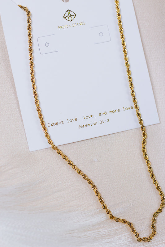 Brenda Grands Gold Rope Chain Necklace - Waterproof