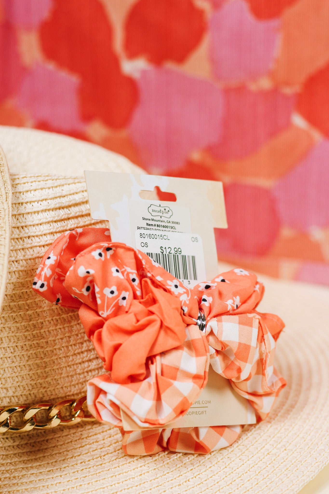 Coral Patterned Scrunchie Set