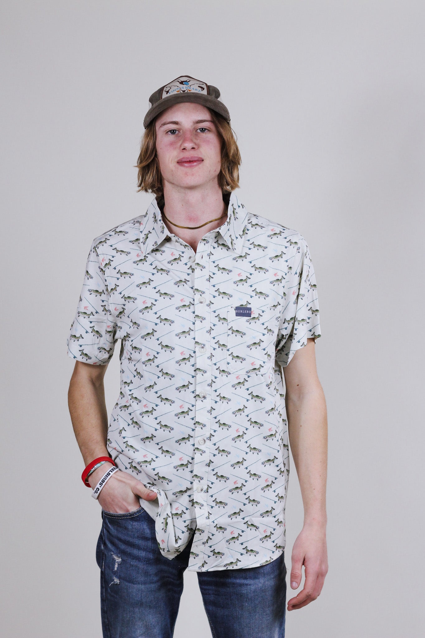 Performance Button Up - Fish and Reel Print By Burlebo – Dales
