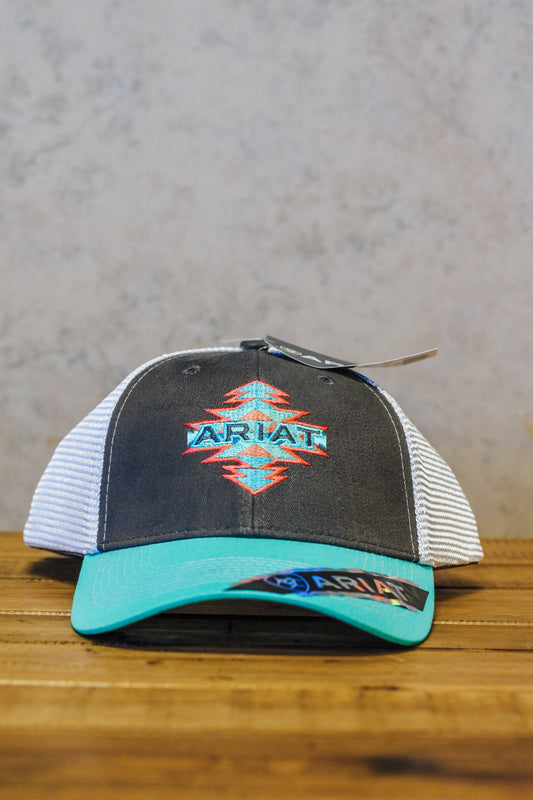 Ariat Womens Grey Turquoise Aztec Hat