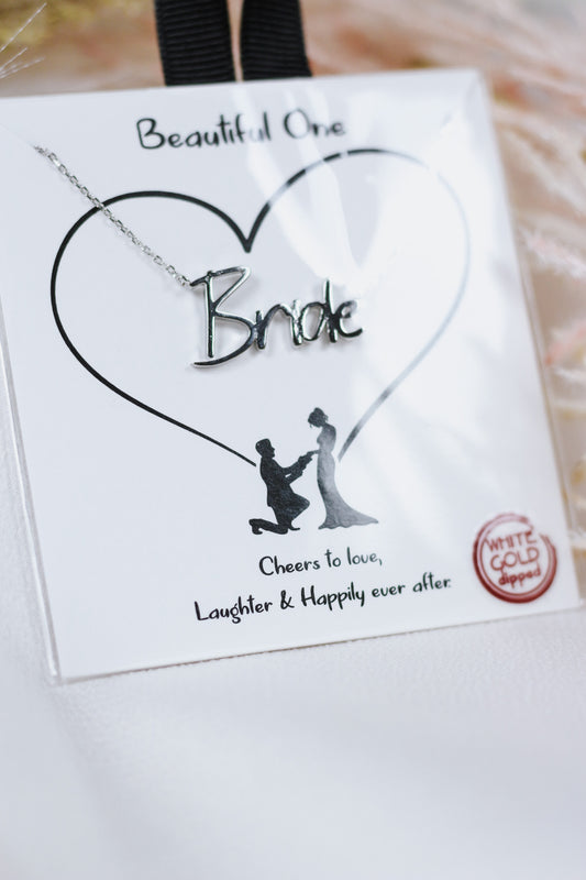 Rhodium Plated Silver Bride 16"-18" Necklace