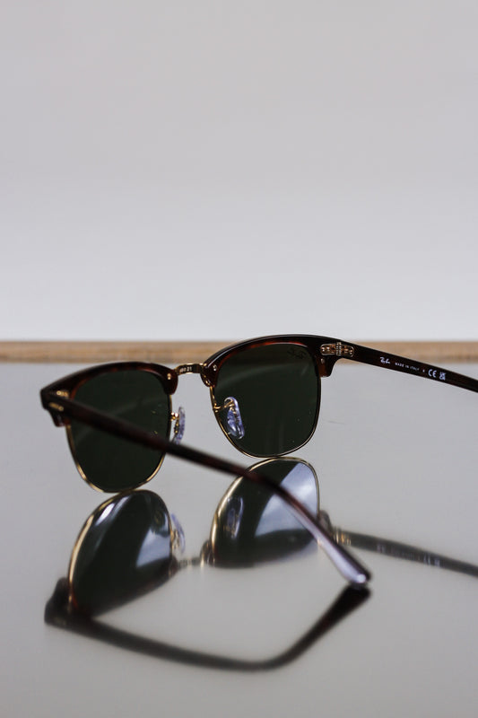 Ray-Ban Black & Green Clubmaster Classic Unisex Sunglasses